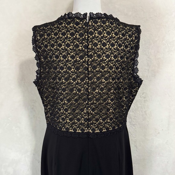 NEW Ivanka Trump Sleeveless Sheath Dress Size 16 Black Beige Floral Crochet Chic - Picture 4 of 14